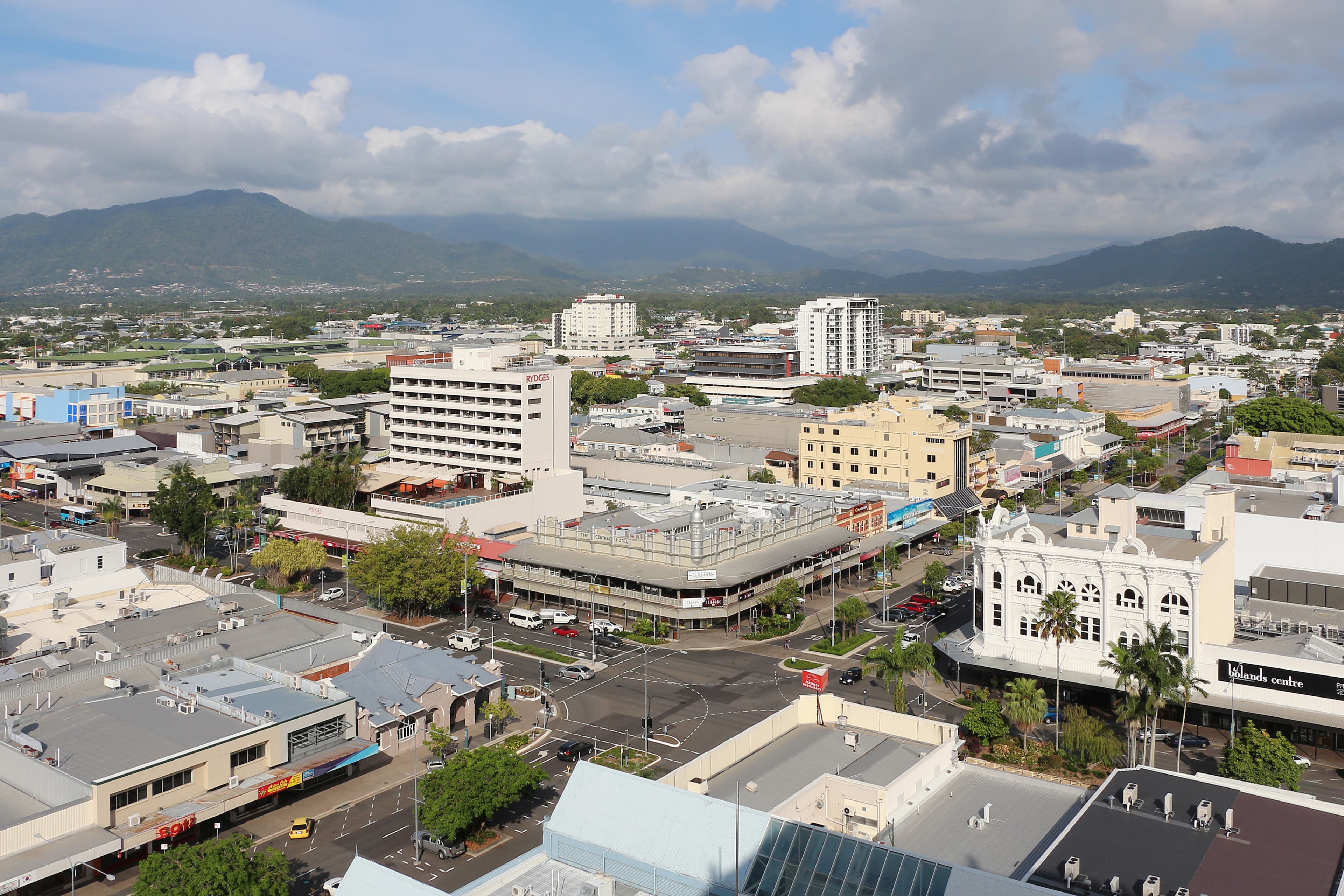 Aerial view of Cairns and the tropical north Queensland coast.
